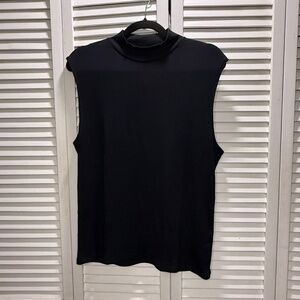 Banana Republic, Ribbed Mock Neck Sleeveless Top, Black,  Size L NWT